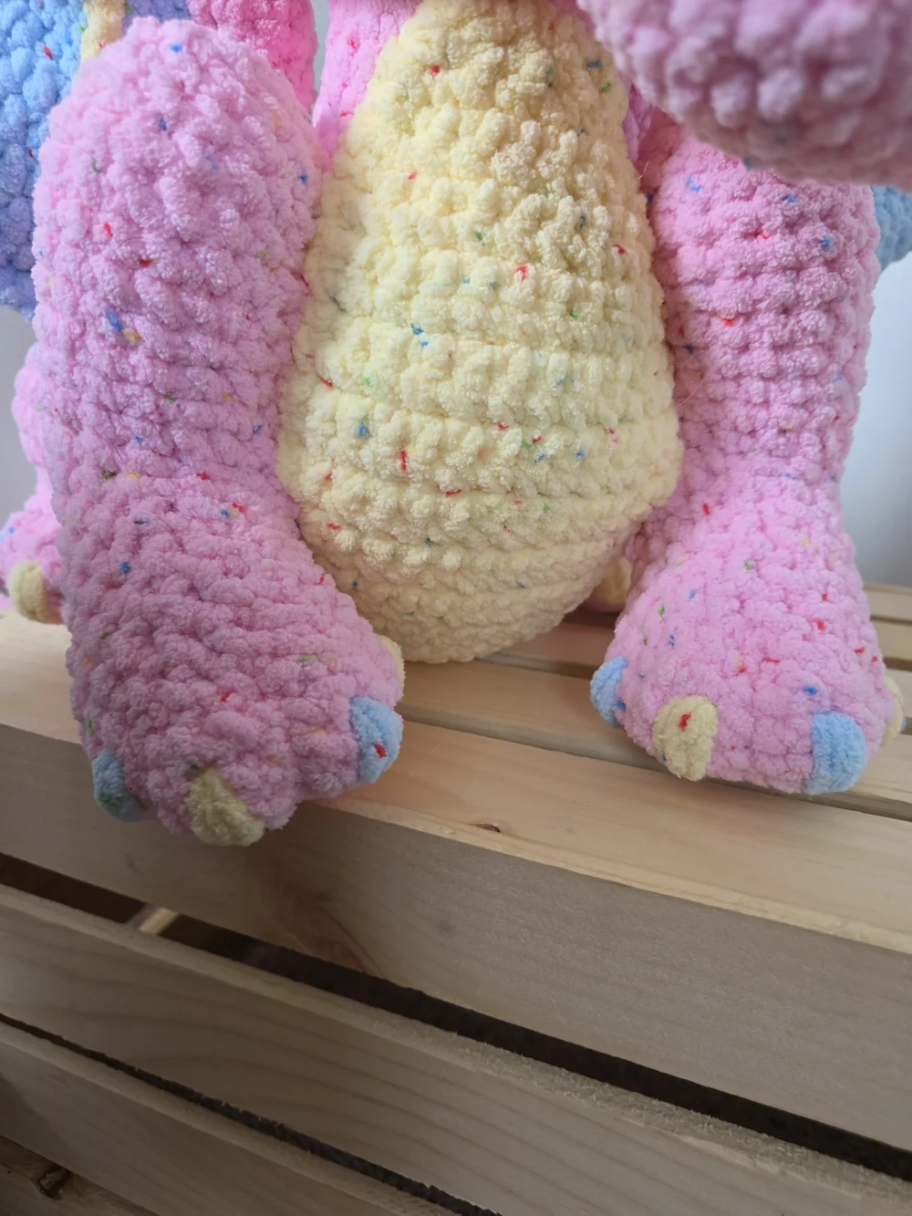 Handmade Plush Dragon Toy - Pink & Blue
